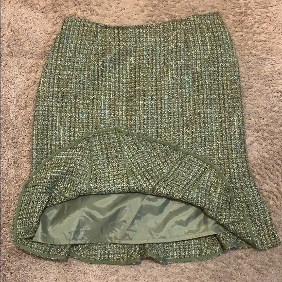 Sage green tweed tulip skirt - Picture 2 of 5